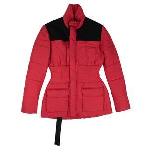 UNRAVEL PROJECT Red Drawstring Waist Puffer Jacket Size 4/40 $1470